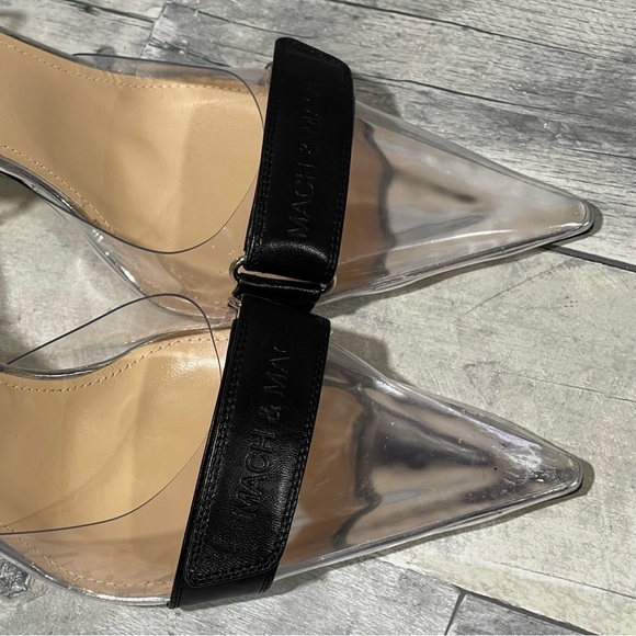 MACH & MACH Kelly Logo Strap Clear Pointed Toe Pump - black - Sz - 8 .US/38 EU - Picture 15 of 15